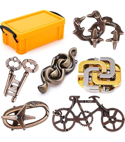 Amazon.com: NORDISTRICT 10Pcs Vintage Metal Wood Brain Teaser